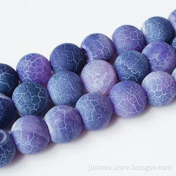 4 to 18mm round frosted purple agate semi-precious loose beads gemstone